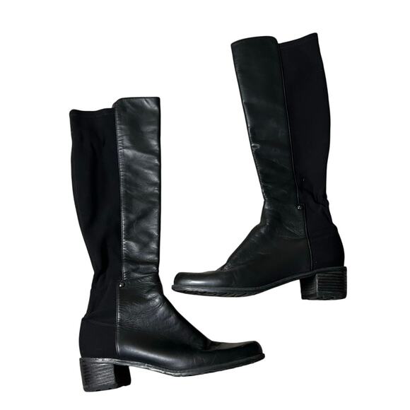 Stuart Weitzman Black Leather Knee High Boots Size 7.5 - Picture 1 of 9